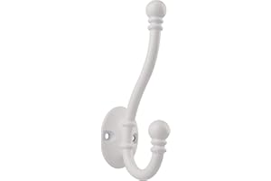 HASWARE 6 ganci appendiabiti a doppia punta, grandi ganci doppi con 12 viti, ganci da parete per accappatoi, antichi, resistenti, per la casa, cappotti, cappelli, vestiti, asciugamani, chiavi (bianco)