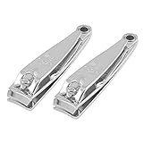 LAAT 2PCS Stainless Steel Nail Clipper Manicure Trimmer Tool Nail Cutter Trimmer for Fingernail Toenail-Silver