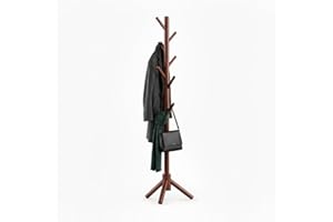 SG Traders Wooden Coat Stand, 3 Adjustable Height Coat Tree with 8 Hooks, Coat Stand for Hallway Entryway, Coat Rack Stand for Clothes Hall Tree Dress Jackets Hanging Rail Rack Stand (Brown)