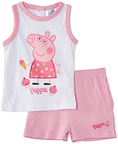 Peppa Pig Baby Girls' Treat Sleeveless Clothing Set, Optic White/Prism Pink, 12 Months