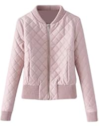 NiSeng Cazadora Aviador Mujer Chaqueta Acolchada Cremallera Cazadora Imitación Piel Invierno Biker Abrigos