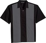 Dyed-to-match buttons Port Authority Men\'s Retro Camp Shirt 4XL Black/Steel Grey
