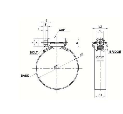 Schlauchschelle W1 Spannbereich Ø 110-130 mm, Bandbreite 9 mm, DIN 3017, Industriequalität, Schneckengewinde ER-BI® - 2