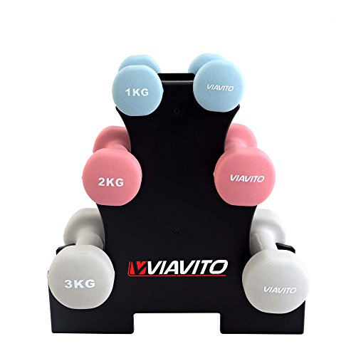 Viavito Set de Mancuernas de 12Kg con Estante