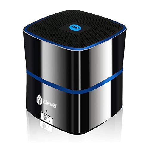 Altavoz Bluetooth, iClever, minialtavoz portátil para viajes, recargable, con graves mejorados, controlador de gran tamaño de 5 W, con micrófono incorporado, para iPhone, iPad, Samsung, Echo, Nexus, HTC, portátiles, etc [carcasa de aleación de zinc]