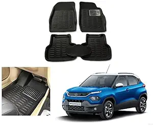 RS Enterprises Cars Carpet Floor/Foot 4D Mats for Tata Punch , Black