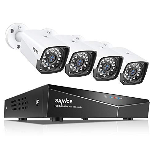 Sannce 1080P(1920*1280)POE NVR Kit di Videosorveglianza 4 Canali per il Sistema di sicurezza,4*2 Mega IP Videocamera rete di grado IP66,Accesso rapido QR Codice scanisione via lo Smartphone,Uscita HDMI, Backup USB, Senza HDD Preinstallato!
