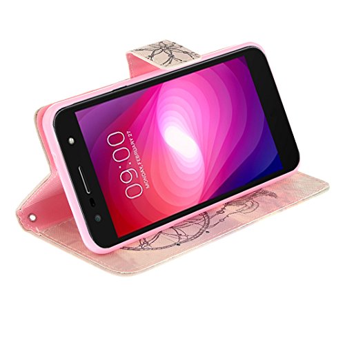 LG X Power Lederhülle, Asnlove PU Ledertasche Schutzhülle + Weich Hülle Stand Feature Flipcase Tasche Leather Case mit Standfunktion Tablet Etui mit Karte Slots für LG X Power / LG K220 (5,3 Zoll) – Traumfänger - 5