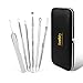 Bestidy Blackhead Remover Pimple Acne Extractor Tools Comedone Removal Kit Treatment for Blemish, Whitehead Popping, Zit Removing -with a Leather Case (Silver)