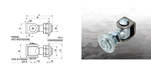 Cardine a cavallotto regolabile con rondella e contro dado Art. 375 Combi Arialdo M20