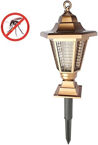 (Nijiadipai) Solar lights Mosquito Zapper Insect Killer,Solar Powered Electronic UV Bug Zapper Insect Mosquito Worm Killer -Hang -flat - Stake in Ground Pathway Garden LED Lamp for Mosquitoes/ Moths/Flies - Gold