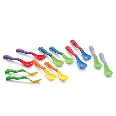Nûby Couverts - Couverts décoratifs 1 fourchette + 1 cuillère +12mois (Coloris aléatoire)