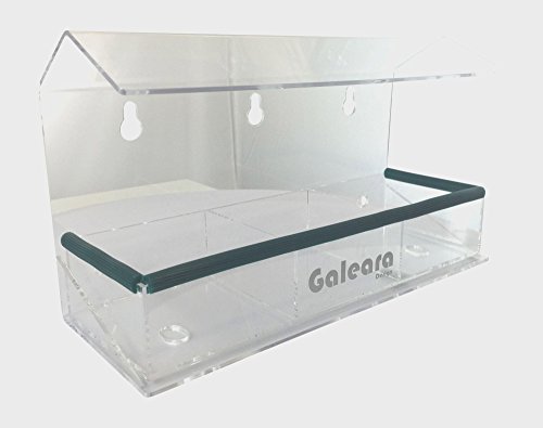 Vogelfutterhaus am fenster transparent GALEARA Acryl 30cm mit Abnehmbar Tablett - 2