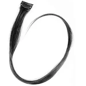 Kabello Human Hair Streak Hair Extension With 1 Clip For Women And Girls Pack Of 1 (BLACK)