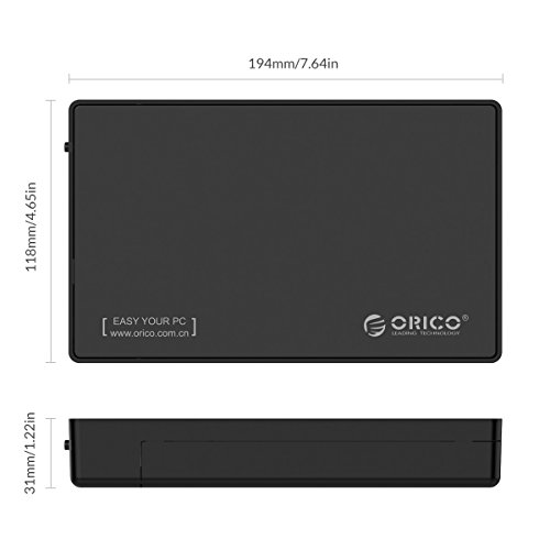 ORICO 3,5″ Externes Festplattengehäuse, USB 3.0, für SATA 3,5-Zoll Desktop-PC HDD und SSD, Werkzeugfreie Montage, Hochgeschwindigkeits 5 Gb/s, UASP Beschleunigung - 7