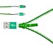 Produktbild Mobilefox 2 in 1 Zipper Reißverschluss Ladekabel Micro USB + Lightning Anschluss für Sony M5/Z5/Z3+/M4/Z3/Compact Grün Kabel Handy Datenkabel