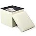 Beyondfashion 37cm x 37cm x 36cm Large Single Faux Leather Ottoman Folding Storage Pouffe Toy Box Foot Stool Seat (Beige)