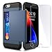 Price comparison product image iPhone 6 / 6s Case with Card Holder and[ Screen Protector Tempered Glass x2Pack] SUPBEC i Phone 6/6s Wallet Case Cover with Shockproof Silicone TPU + Anti-Scratch Hard PC - Full Protective (Navy Blue)