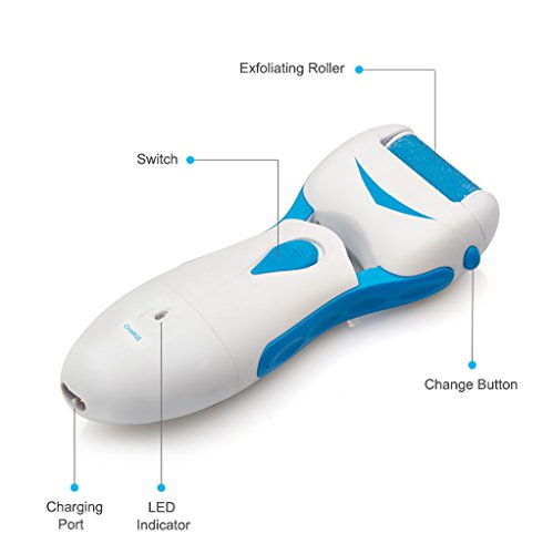 rantizon Hornhautentferner elektrisch Fuß Pediküre Hornhautentferner wiederaufladbar Pediküre Fuß Datei für trockene/Harte/Dead creaked Haut an Füße Fuß Spa at Home Foot Repair mit gratis Extra Roller Head - 6
