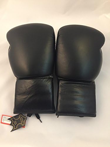 Unbranded-Premium-Real-Leather-Laces-Boxing-Sparring-Training-Gloves-Black/Red-Black (Black, 16oz)