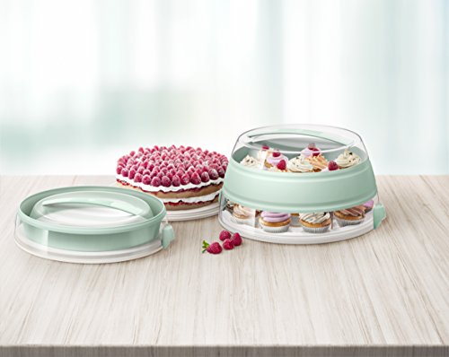 Emsa 514568 Faltbarer Partybutler mit Etagere, Höhe 15.5 cm, Ø 30 cm, Mint/Transparent, myBAKERY Plus - 11