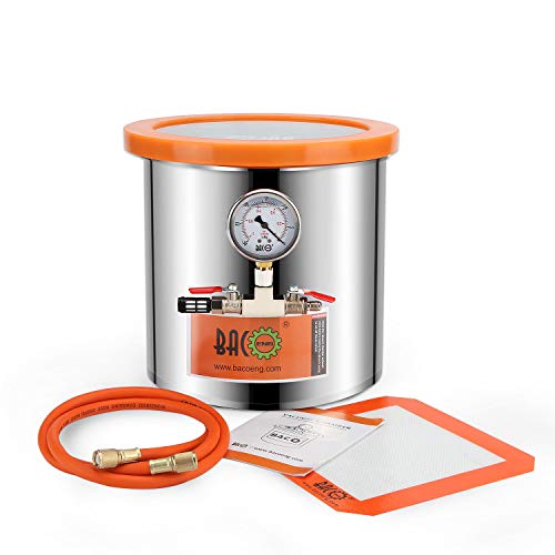 BACOENG 12L Chambre à vide avec couvercle en verre trempé, Spécialement pour stabilisation du bois