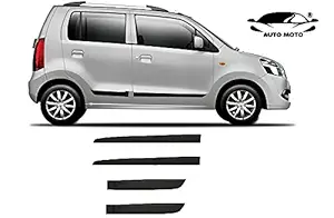 AUTOMOTO Side Door Beading Door Cladding Protector Full Black Color Compatible for Maruti Suzuki WagonR Type 3 k-Series 2011-2018 Models Set of 4