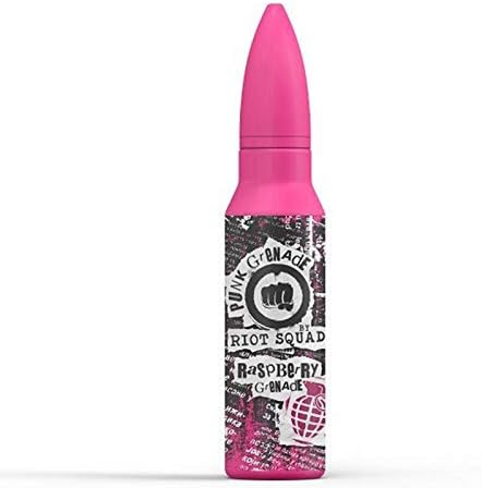 Riot Squad E Liquid Punk Grenade No Nicotine 50ml Ejuice 0mg Strong Fruity and Sweet E Liquids - High VG 70/30 Vape Juice - Hints of Menthol, Citrus and Fruity Desserts Max Vapour (Raspberry Grenade)