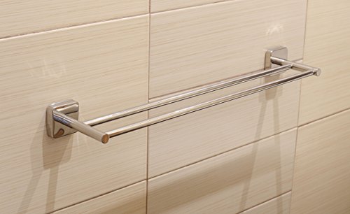 Kapitan Quattro Doppelt Handtuchhalter 60 cm Handtuchstange Edelstahl 3M VHB Selbstklebendes Quadratischer Stil Handtuchständer Wandmontage Poliert, Made in der EU, 20 Jahre Garantie - 2