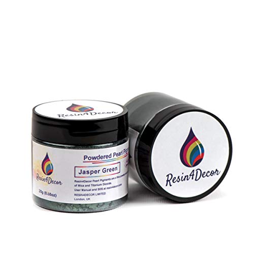 RESIN4DECOR Jasper Green pigmento Metallico in Polvere di Mica perlescente per progetti in Resina epossidica, Gioielli, progetti Artigianali, tavola epossidica, Lavagna, vassoi, Tele, Pittura, 25g