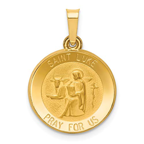 14k Yellow Gold St Luke Medal Pendant Charm Necklace Religious Patron Saint Fine Jewellery For Women Gifts For Her