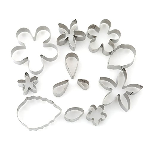Albeey Edelstahl Ausstechformen Set Zuckerguss Fondant Keks Ausstecher Mit Aufbewahrungsbox (Blume)