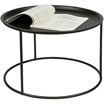 [en.casa] Gepolsterter Couchtisch Rund in Grau Wohnzimmertisch