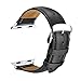 Produktbild SOWTECH Apple Watch Armband 42mm iWatch [100% echtes Leder] Ersatz Uhrenarmband Handgelenk Band mit Metallschließe für Apple Watch & Sport & Edition (42mm-Schwarz)