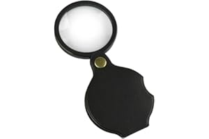 ULWSY Lente d'Ingrandimento Tascabile, 70 mm 10X Mini Lente d'Ingrandimento Pieghevole con Custodia Protettiva Girevole in Pelle per la Lettura di lezioni di scienze Hobby, Nero