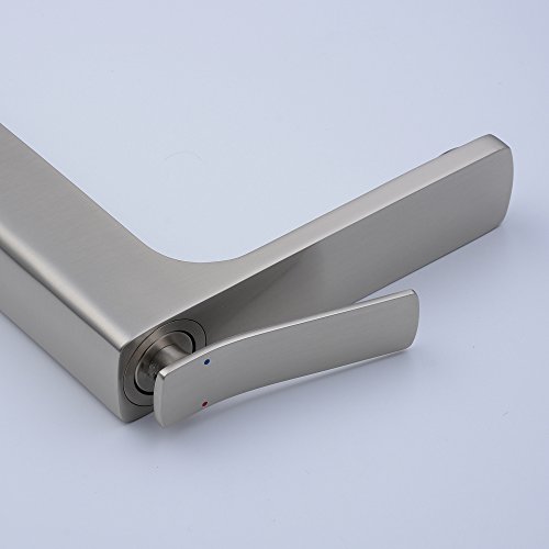 Beelee Gebürsteter Nickel Badarmatur für freistehende Waschschüsseln aus Messing, glatter Körper, extra hoher Auslauf - 8