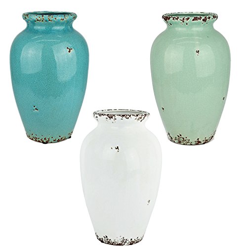 Hochwertige moderne Used Look Vase Rost Keramik Krug in Mintgrün / Unikat / 33 x 21 x 21 cm - 5