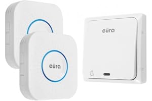 Eura Eura WDP-82H2 Battery-Free Wireless Doorbell, Outdoor Waterproof Wireless Doorbell, 100 m Range, 58 Ringtones, 4 Volume Levels, Two Receivers