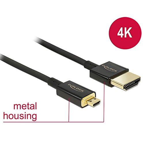 DELOCK Kabel High Speed HDMI mit Ethernet - HDMI-A Stecker > HDMI Micro-D Stecker 3D 4K 0,5 m Slim Premium