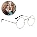 Produktbild Runder Retro Metall Rahmen Clear Lens Glas Vintage Geek Gläser (Silber)