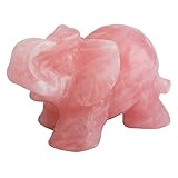 Mookaitedecor Natural Rose Quartz Elephant Ornament Figurine, Healing Crystal Elephant Carved Animal Gemstone Reiki Statue Small Cute Pink Room Decor Good Luck Elephant Gift For Women,1.5 Inch