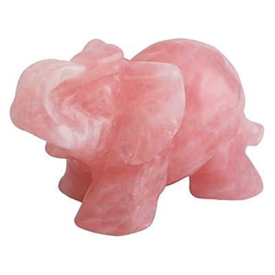 Mookaitedecor Natural Rose Quartz Elephant Ornament Figurine, Healing Crystal Elephant Carved Animal Gemstone Reiki Statue Small Cute Pink Room Decor Good Luck Elephant Gift For Women,1.5 Inch