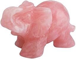 mookaitedecor Natural Rose Quartz Elephant Ornament Figurine,Healing Crystal Energy Gemstone Reiki Statue Home Decor,1.5...