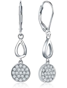 YH Schmuck herrlichem Damen Leverback Ohrstecker Ohrringe hängend 925 Sterling Silber Kristall Zirkonia