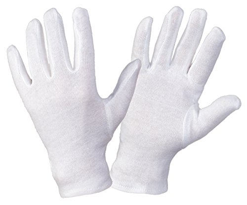 12 Paar Baumwollhandschuhe, Trikothandschuhe, Stoffhandschuhe weiß, mit Schichteln, Größen 7 - 12