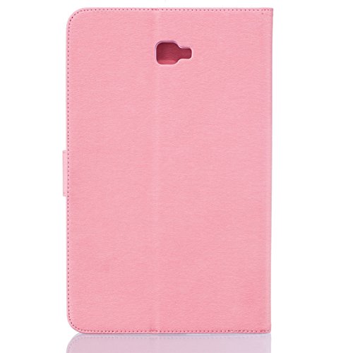 Romtronic Lederhülle Leder Tasche Case Cover für Samsung Galaxy Tab A 10.1 2016 (SM-T580 SM-T585) Hülle PU Schutz Etui Schale Feather Muster Design Backcover Flip Cover Wallet Case mit Standfunktion Karteneinschub und Magnetverschluß (Rosa) - 3
