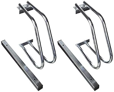 Relaxdays Râtelier support pour 2 vélos fixation au sol ou montage mural acier chromé extérieur cave H x l x P 26 x 40 x 32 cm range-vélos porte-vélos, argenté