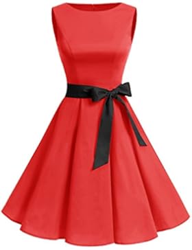 Gardenwed Damen Vintage 1950er PartyKleid Rockabilly Ärmellos Retro CocktailKleid
