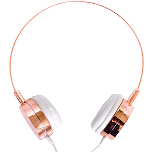 Lily England Auriculares de Diadema con Micrófono y Control de Volumen, Compatibles con Android/Apple/Samsung/PCs, Oro Rosa