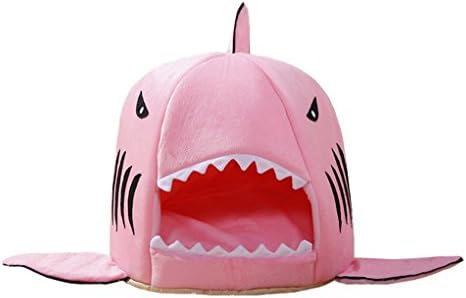 PremewishCozy 2-in-1 Pet Cat Shark Bed Puppy Dog Cushion Mat Nesting Rest House Igloo Cave